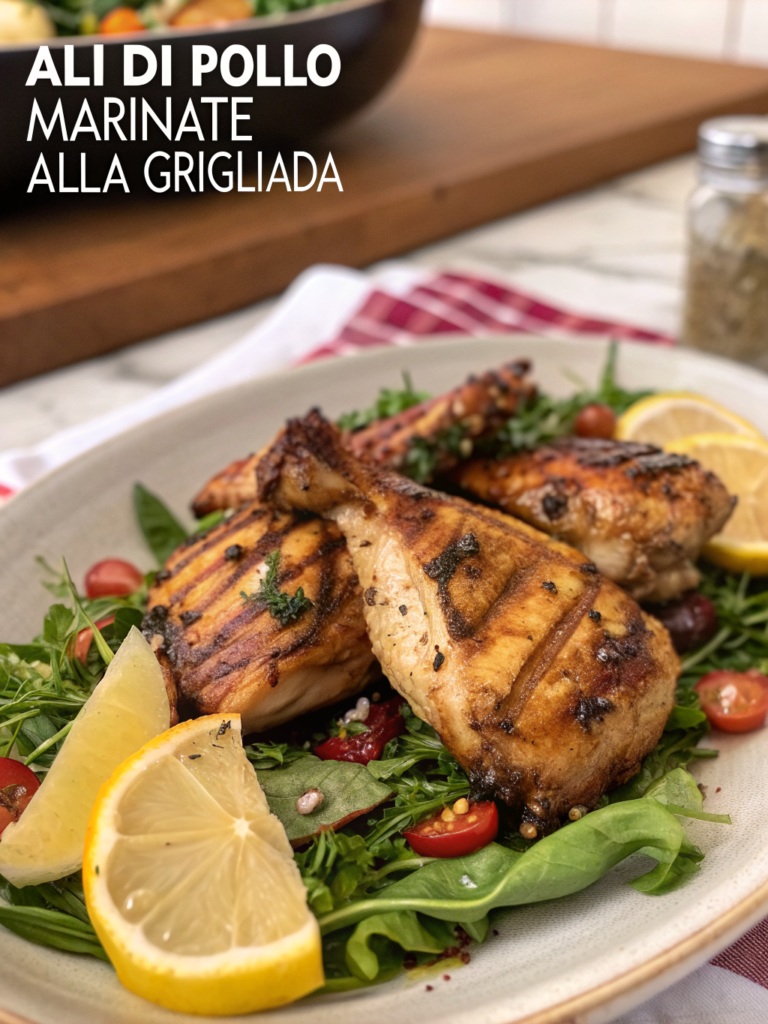 ali di pollo marinate alla griglia