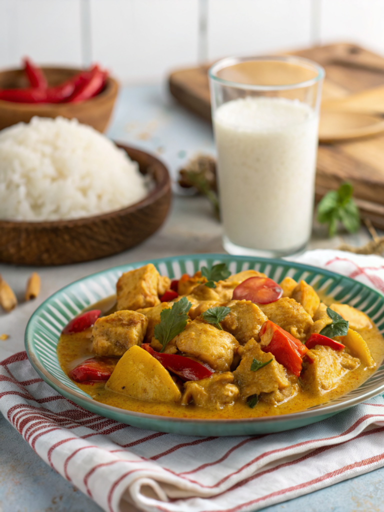 pollo al curry con latte di cocco