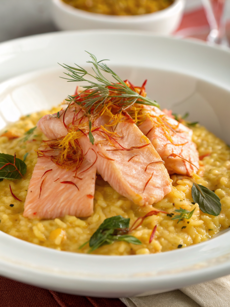 risotto al salmone fresco e zafferano
